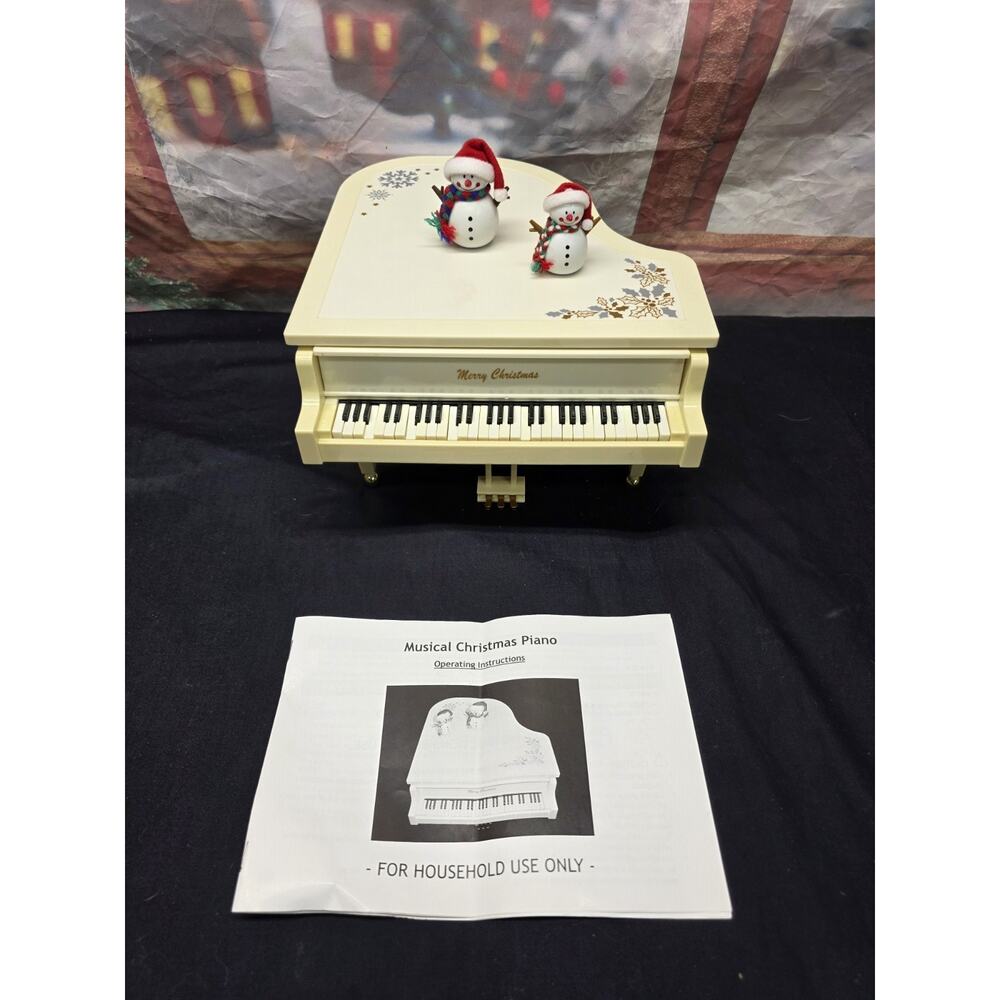 Rare Chain Fong Grand Piano Music Box Player Christmas Music Snowman For PARTS